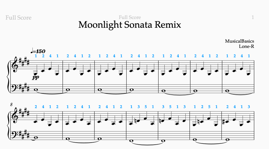 Example of sheet music from the masterclass